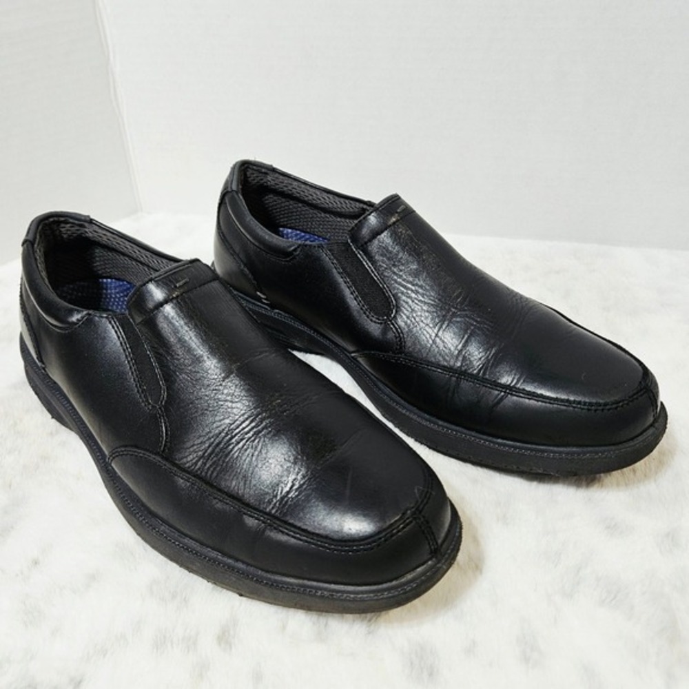 Nunn Bush Black Leather Comfort Gel Slip On Loafers 9.5M Business Casual KORE